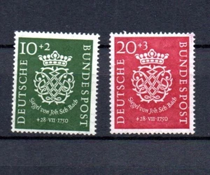 Germany 1950 old set J.S. Bach/Music stamps (Michel 121/22) nice MLH - Picture 1 of 2