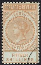 SOUTH AUSTRALIA 1886 QV POSTAGE AND REVENUE 15/- PERF 10 CTO WITH GUM
