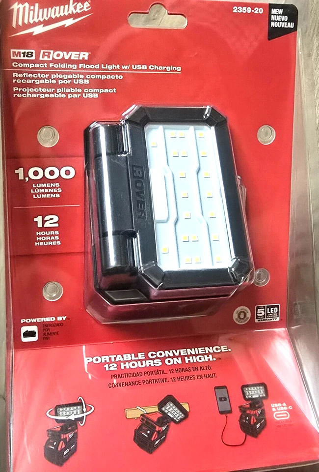 Milwaukee 2359-20 M18 18V ROVER Compact Folding Flood Light - Bare Tool