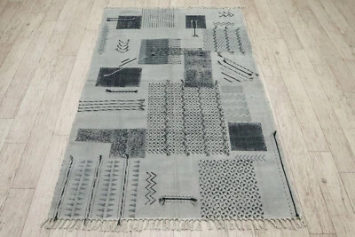 Geometric Area Rug Gray Square Design Rug Farmhouse Rustic Rug Washable Runner - Image 1 of 4