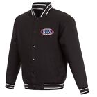 NHRA JH Design One Hit Poly Twill Varsity Jacket Embroidered Patch Logo Black