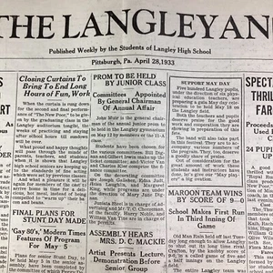 Pittsburgh PA Langley High School Newspaper April 28, 1933 Rare VHTF Mae West - Picture 1 of 11