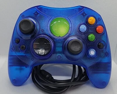 Original Microsoft Xbox Controller Wired Clear Blue. - Image 1 of 4