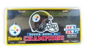Pittsburgh Steelers Super Bowl XL Champs Metal License Plate NFL Novelty Vanity - Picture 1 of 3