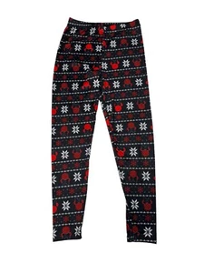 Disney Christmas Minnie Mouse Snowflake Womens Size S/M Black Red Leggings EUC - Picture 1 of 5