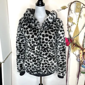 Victorias Secret PINK Kunstfell Hoodie Gr. XS grau Gepard Leopard Jacke RAR - Bild 1 von 10