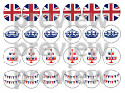 BRITISH FLAG, PLATINUM JUBILEE, CUPCAKE TOPPERS, ICING OR WAFER, UK SELLER