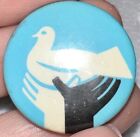 1970s Peace Movement Button/Pin Vietnam War Dove w/ Black & White Hands 1.25”dia