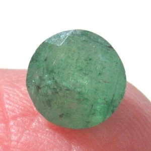 natural green unheated emerald loose gemstone round cut 8 mm! MAY BIRTHSTONE - Picture 1 of 5