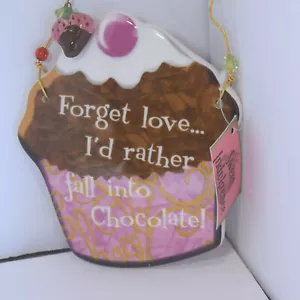 Dimentica l'amore Preferirei cadere nel cioccolato! Insegna Decorazione Casa Ceramica Nuova Con Etichetta - Foto 1 di 5