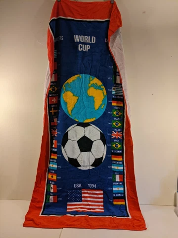 Vintage 1994 World Cup Soccer USA Flags International Beach Towel Blue Red Rare Cover