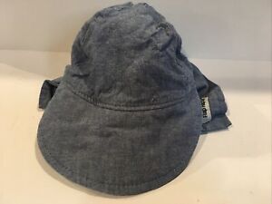 The Original Flap Happy Bonnet Hat Cap Kids UPF 50+ Cotton Blue S