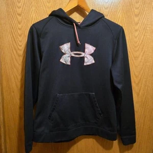 Under Armour coldgear women's semifitted hoodie sweatshirt black/pink camo XL - Picture 1 of 10
