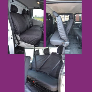 Waterproof Minibus Black 9 Seat Covers (NoArmrest) Fits Nissan Primastar 2002-06 - Picture 1 of 5