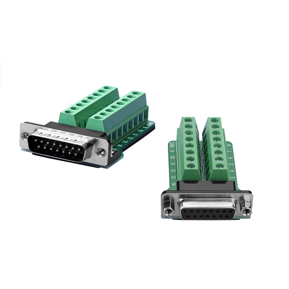 EUROHARRY DB15 Terminal 2Row auf 15 Pol Buchse zum Anschluss der Klemme Breakout Platine