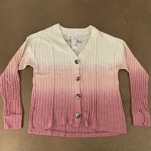 Maurices Womens Size Medium Pink Ombre Rib Knit Long Sleeve Button Front Top NWT - Picture 1 of 8