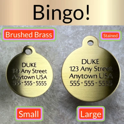 Custom Engraved Dog Tags Personalized Dog Collar Pet Tags Engraved BRUSHED BRASS