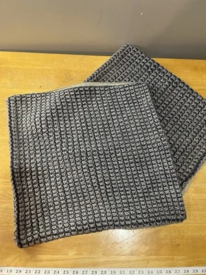 Pottery Barn Blue Gray Chunky Weave Pillow Cover 20" Square Chambray Blue (2) - Image 1 of 4