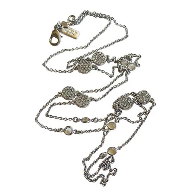 Collar Kate Spade New York Firmado Cadena Plata Bisel Abierto Cristal Estrás Foto 1 de 4