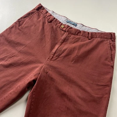 Calça chino Peter Millar masculina 40x29 frente plana cáqui salmão pima algodão sarja - Imagem 1 de 4