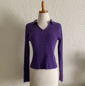 Copper Key Pullover M dunkellila V-Ausschnitt Langarm Stretch Oberteil Damen Shirt - Bild 1 von 11