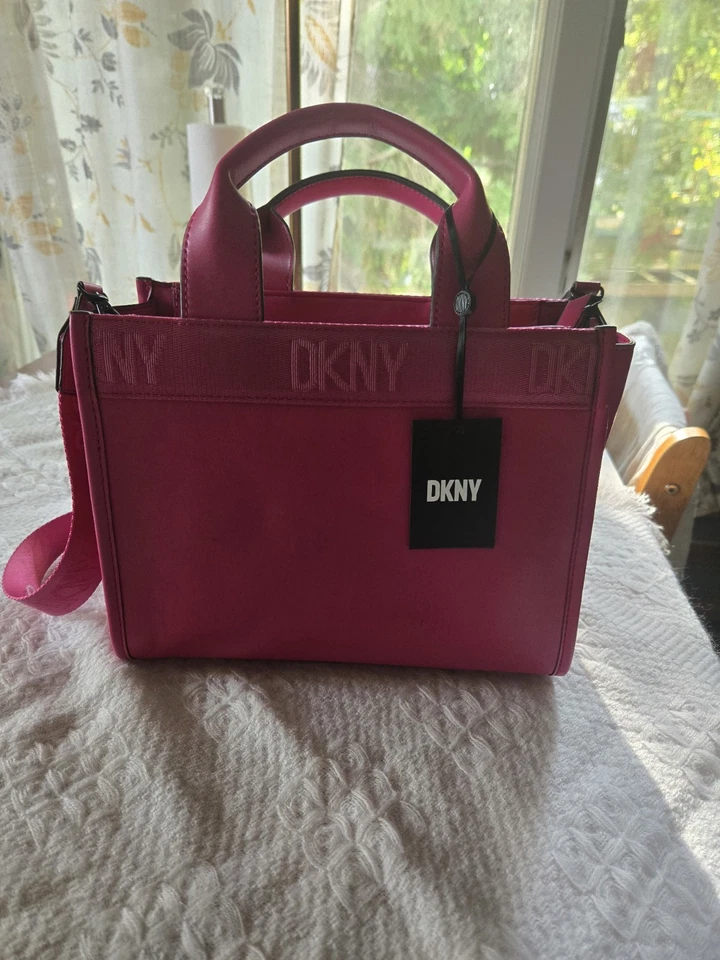 NWT Pink Raspberry DKNY Cassandra Small Valentine's Day Tote CROSSBODY Purse - Image 1 of 4