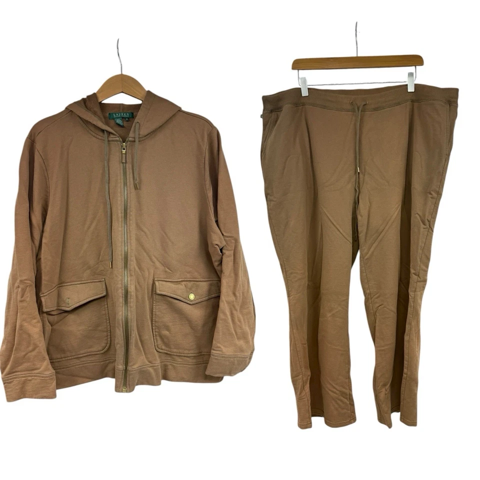 Lauren Ralph Lauren Marrón Claro Cremallera Sudadera Conjunto Mujer 3XL LEER Foto 1 de 4