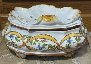Vintage Italian Art Pottey P.V. 7051 Cottagecore Floral Flower Frog Vase - Picture 1 of 11
