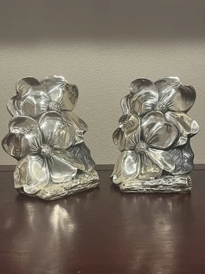 Bookend Set Silver Plate Dogwood Philadelphia MFG 5.5”, Heavy - Image 1 of 4