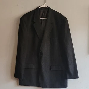 Men's 48L long Savile Row Suit Blazer black textured 2 button 100% SILK - Picture 1 of 10