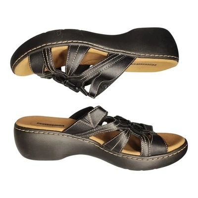 Sandalias Clarks Collection Delana Venna Slide para mujer 8M negras suaves acolchadas sin cordones Foto 1 de 4