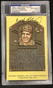 Frank Robinson Signed Gold HOF Plaque Postcard Yellow Oriole Autograph PSA/DNA 2 - Picture 1 of 2