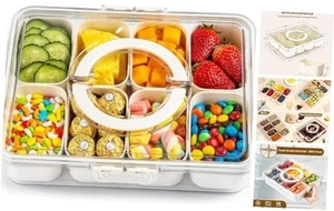 Plastic Divided Serving Tray with Lid and Handle Snack Box Charcuterie - Picture 1 of 7