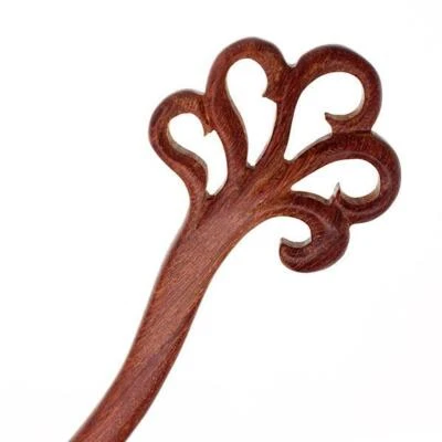Crystalmood Handmade Carved Wood Hair Stick Coral Rosewood B - Image 1 of 2