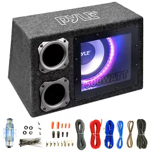 Gabinete de subwoofer LED con ventilación máxima Pyle PLBNPS11 10" 500W, kit de cableado calibre 8 - Imagen 1 de 4