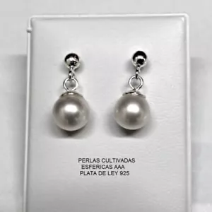 PENDIENTES de PERLAS CULTIVADAS Esféricas AAA 7,5-8 mm y PLATA de ley 925 - Picture 1 of 2