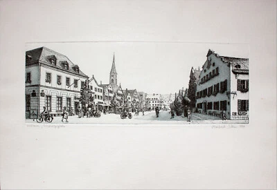 MANFRED SILLNER - Kelheim, Ludwigsplatz. Handsignierte Radierung, fertig gerahmt - Bild 1 von 4