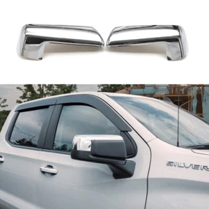 For 2019-2025 Chevy Silverado / GMC Sierra 1500 Chrome Top Half Mirror Covers - Picture 1 of 6