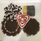 Lot of 5 Vintage Handmade Crocheted Pot Holders & Hot Pads & Trivets Colorful