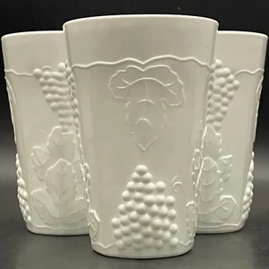 Indiana Glass Harvest Grape Milk Glass 3pc Juice Glasses c1970s USA 4.5"t 8oz - Picture 1 of 10