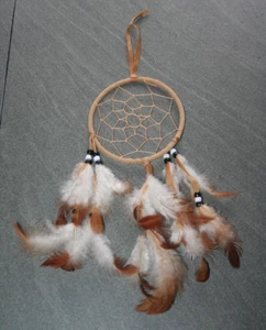 Traumfänger Indianer Hell Braun mit Federn Dreamcatcher Dekoration - Bild 1 von 1