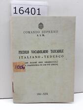 Comando supremo S.I.M Piccolo vocabolario tascabile italiano tedesco 1941