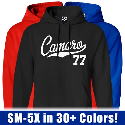 Sudadera con capucha Camaro 77 Script | 1977 Z28 SS Muscle Sports Car Jersey Foto 1 de 2