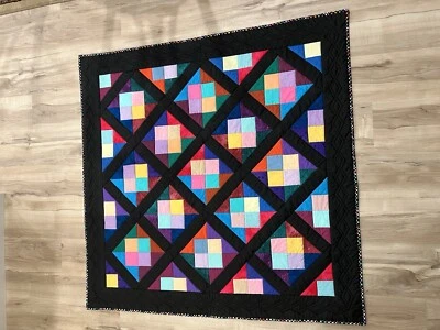 Vintage Handmade Patchwork Cotton Quilted Tapestry Wall Hanger - Imagem 1 de 4