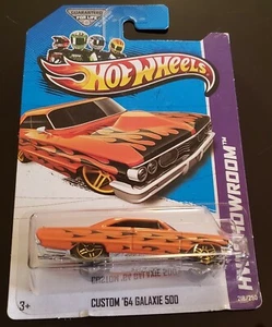 2012 Hot Wheels CUSTOM 64 GALAXIE 500 ORANGE/FLAME #218 HW SHOWROOM - Picture 1 of 3