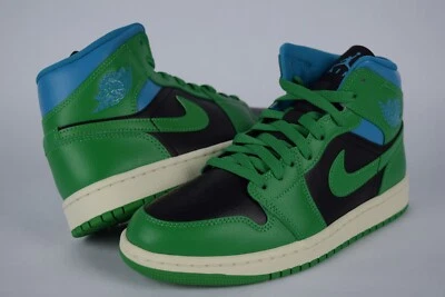 NIB! Womens Nike Air Jordan 1 Mid BQ6472 033 Sneakers Shoes sz 7-11 Black Green - Image 1 of 4