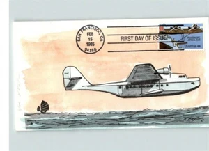 Hand Painted TRANS PACIFIC AIRMAIL, 1985 First Day of Issue by K. Fay - Picture 1 of 1