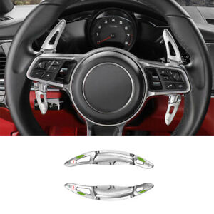 For Porsche Cayenne 2018-2022 Silver Aluminum Steering Wheel Shift Paddles 2PCS