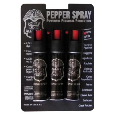Paquete de 3 spray POLICE Magnum OC-17 PIMIENTA 3/4 OZ bloqueo de seguridad tinte UV autodefensa Foto 1 de 4