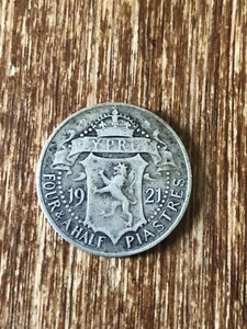 1921 King George V Cyprus Silver 4 & 1/2 Piastres Silver Coin - Picture 1 of 10